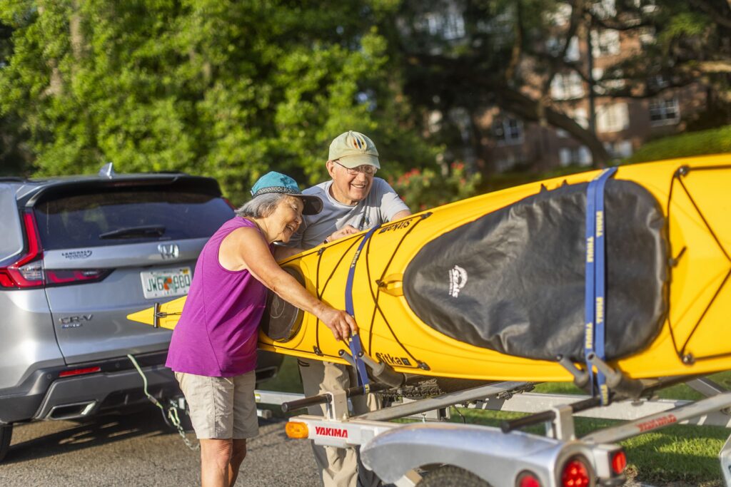 Seniors getting ready to kayak