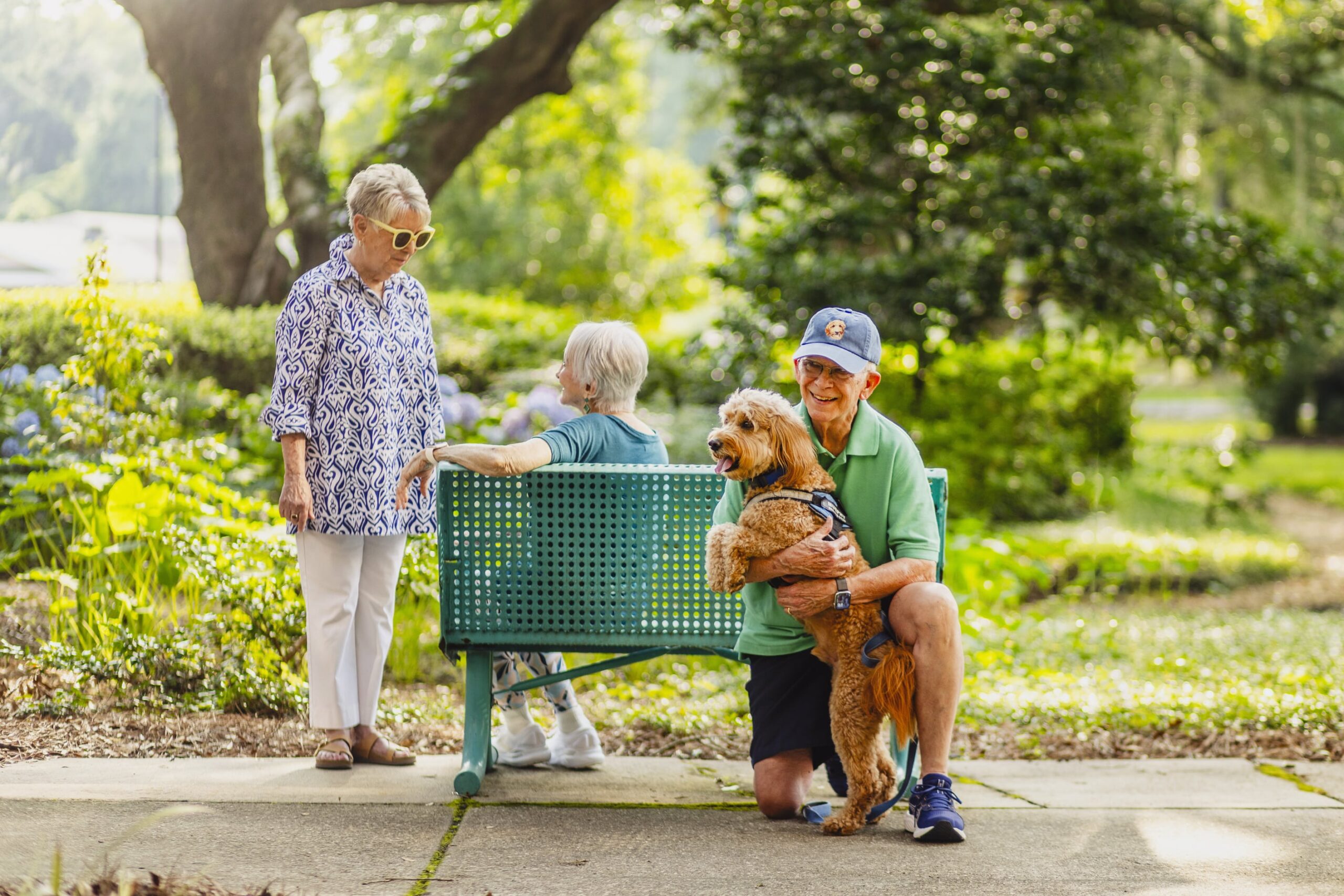 Seniors showing their dog love