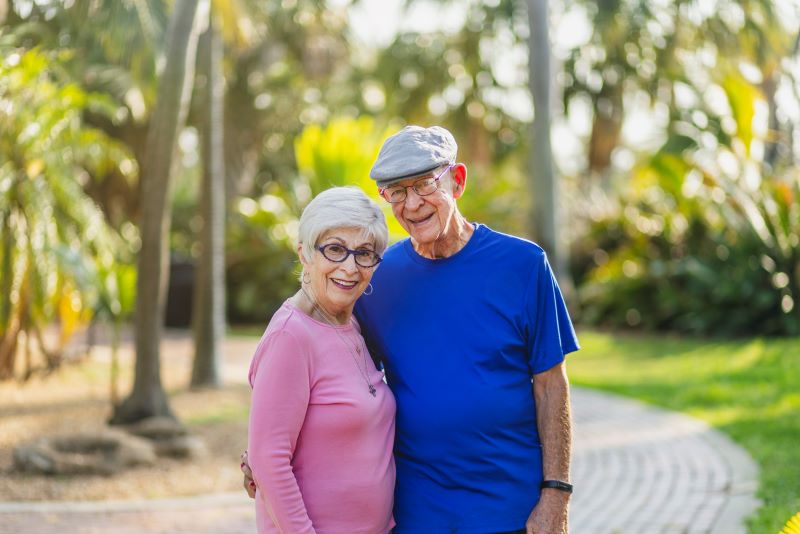 senior couple embracing