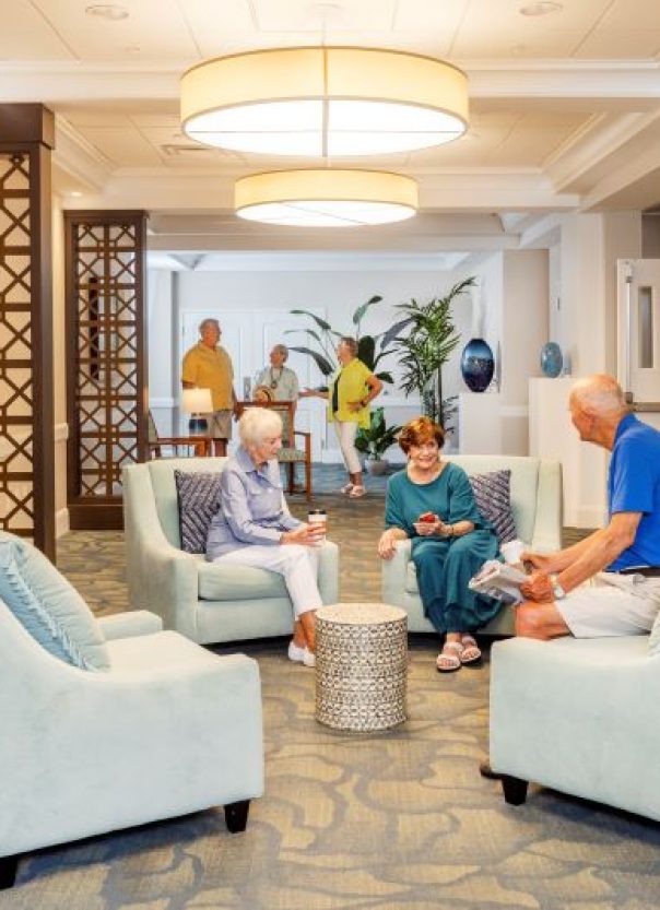 Seniors talking in a common area