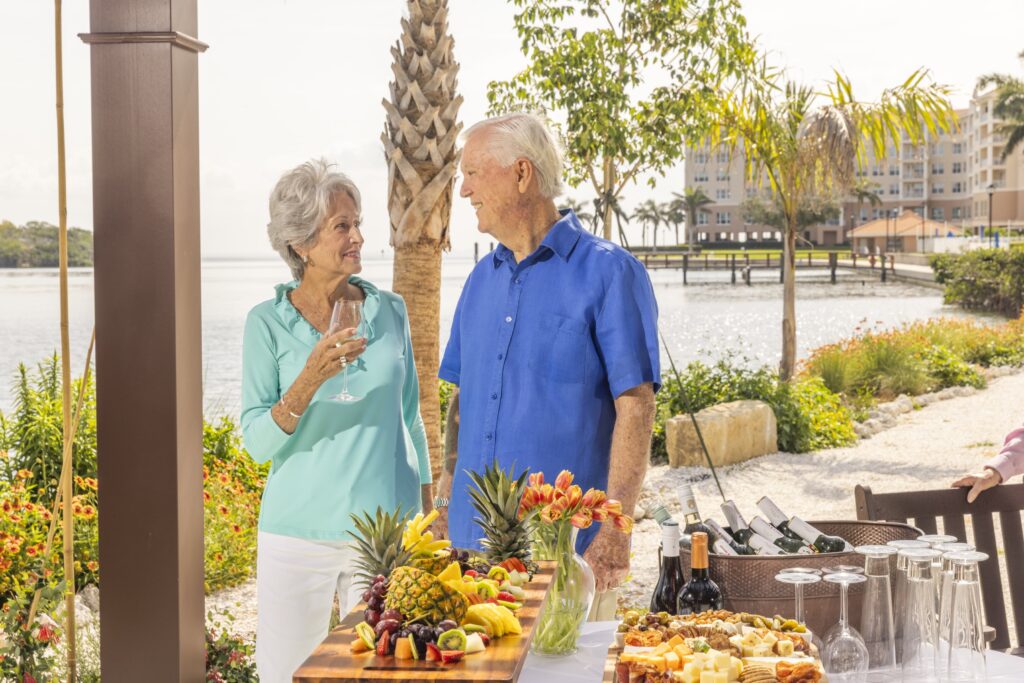Senior couple on date by beach