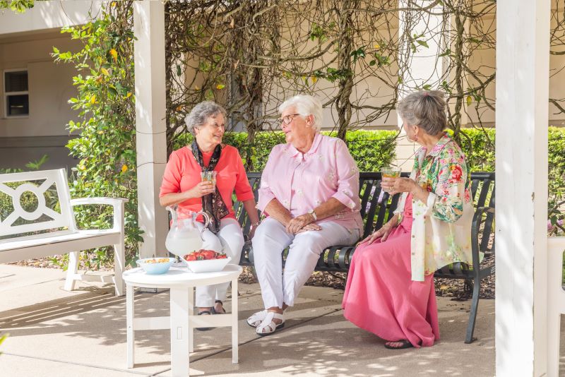 seniors sitting outside