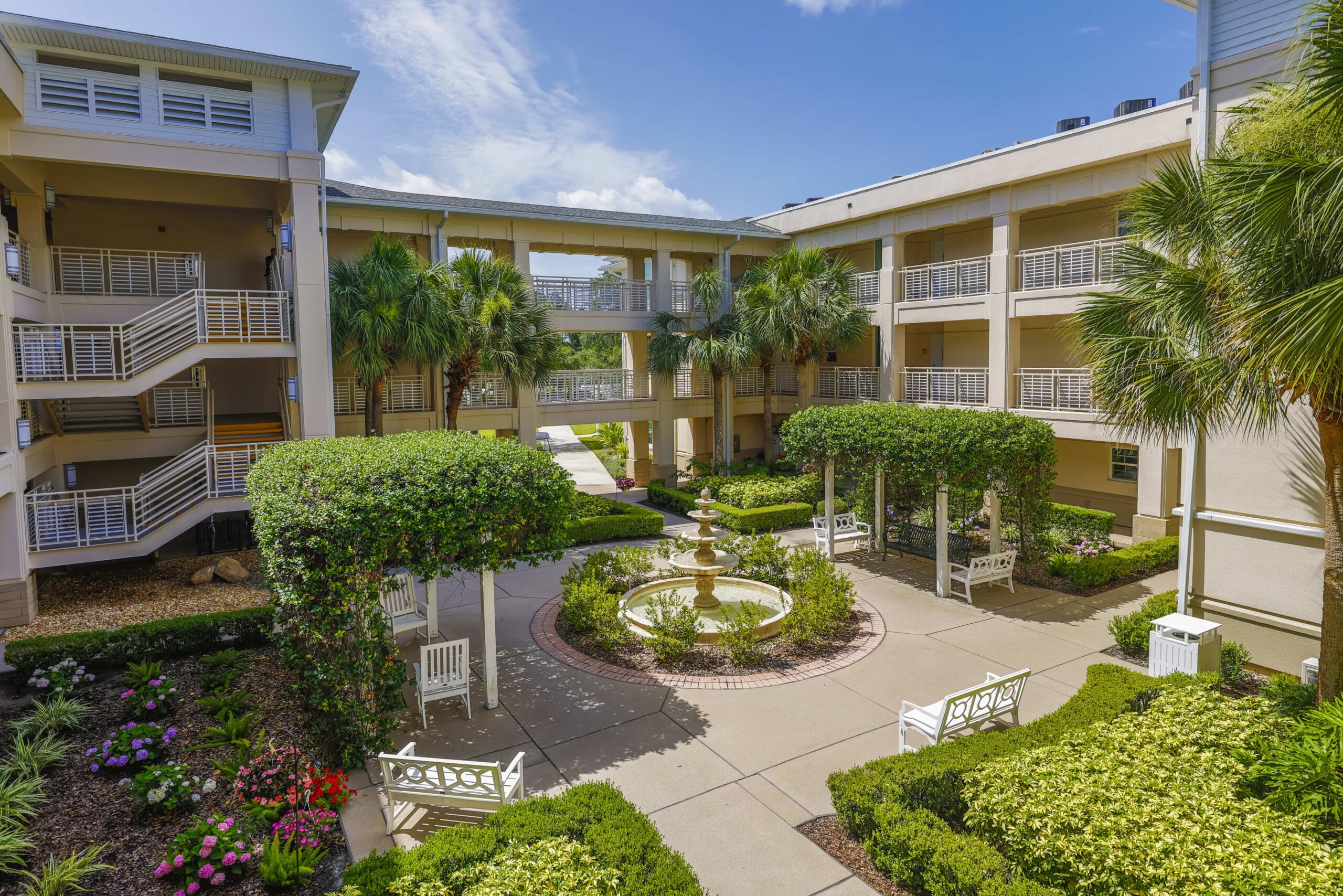 Drone shot of back patio