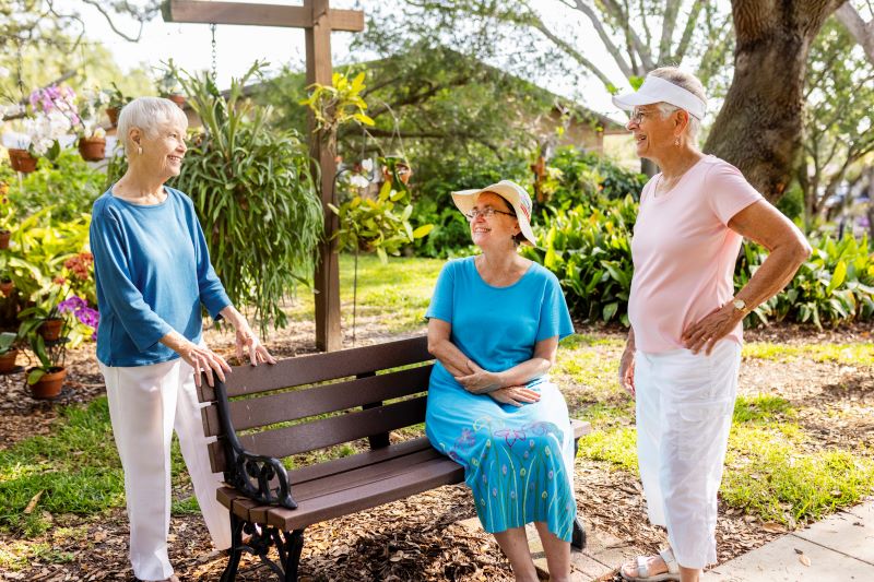 seniors sitting outside