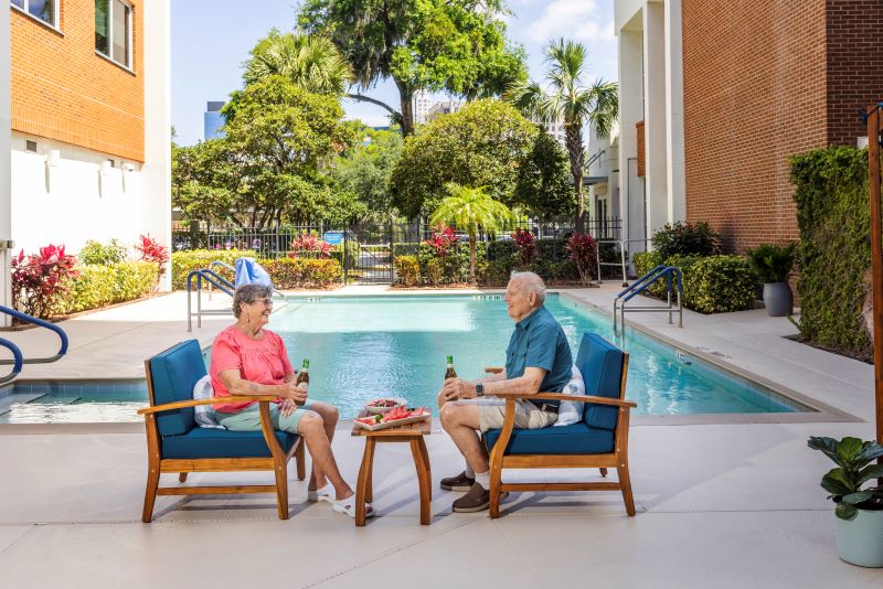 Man And Woman By Pool
