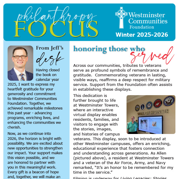 Cover image of Philanthropy Focus, the Westminster Communities Foundation newsletter