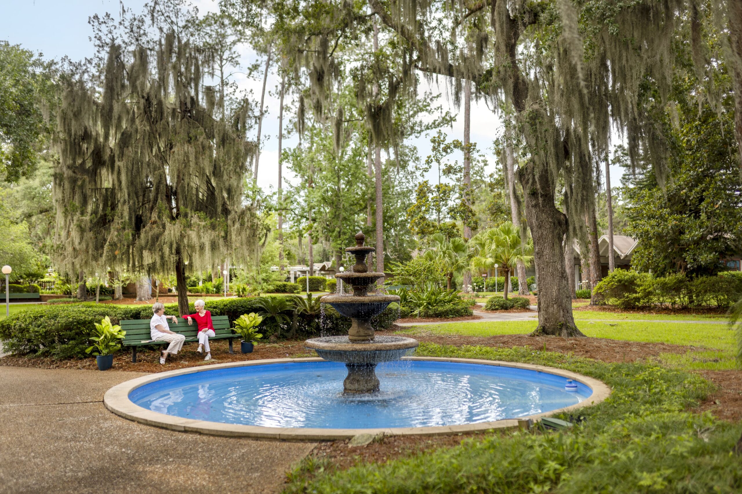 Seniors sharing a moment on the bench