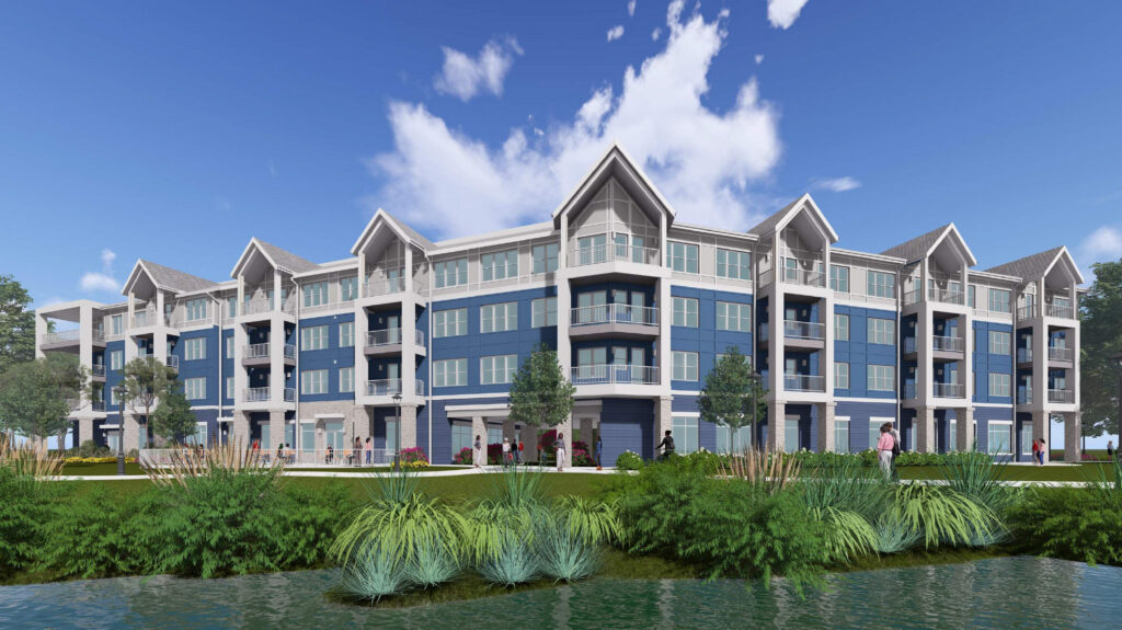 A rendering of the exterior or The Woodlands at Westminster Woods on Julington Creek