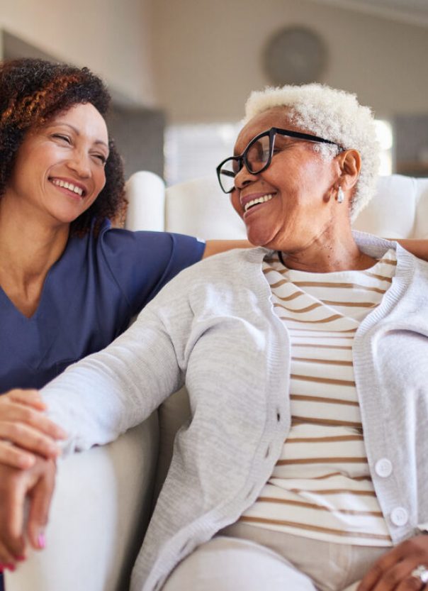 Heartfelt Connection: Care and Companionship Senior with her caregiver