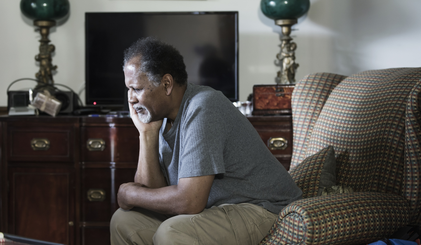 Senior man isolated at home