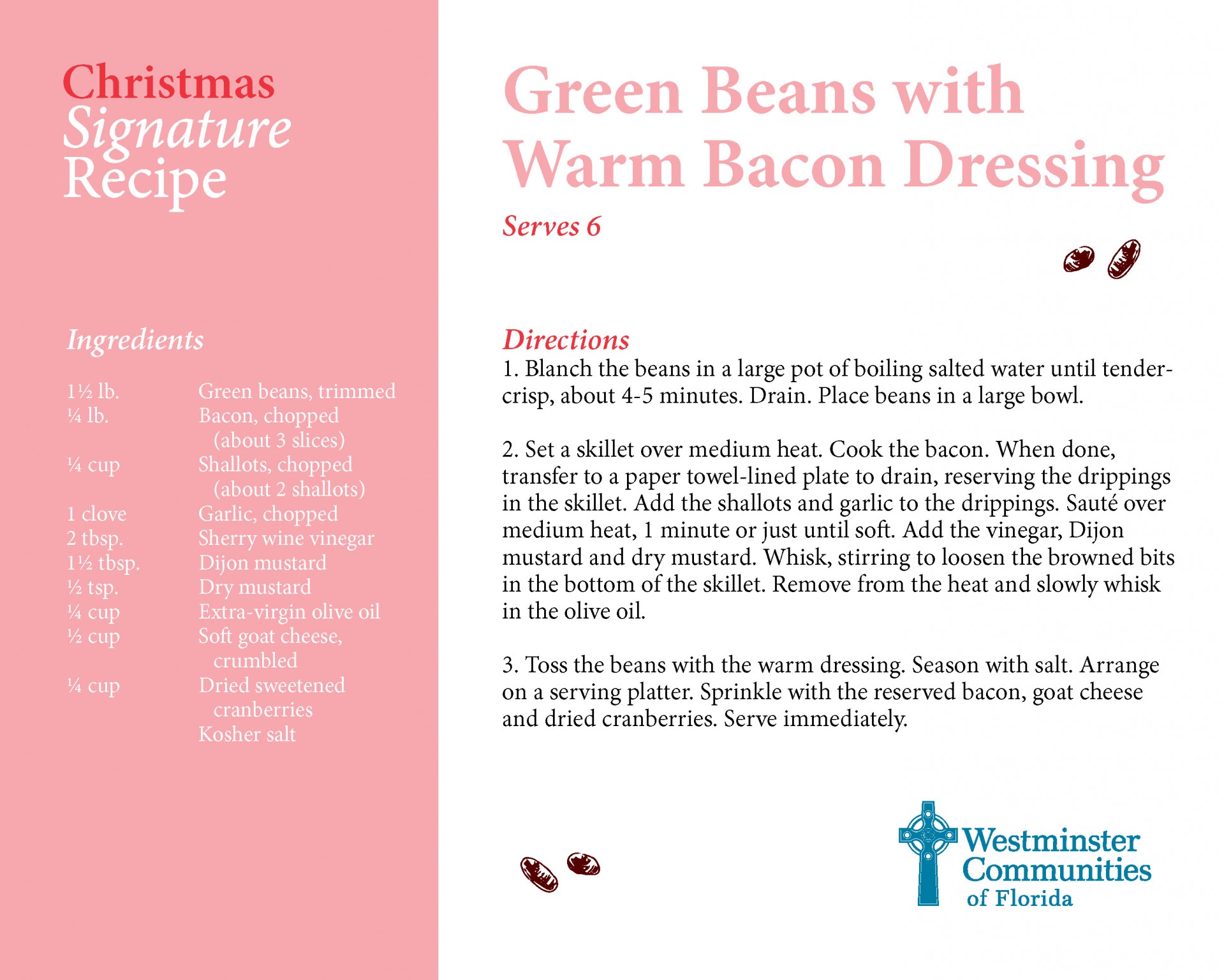 Christmas Signature Recipes GREEN BEENS