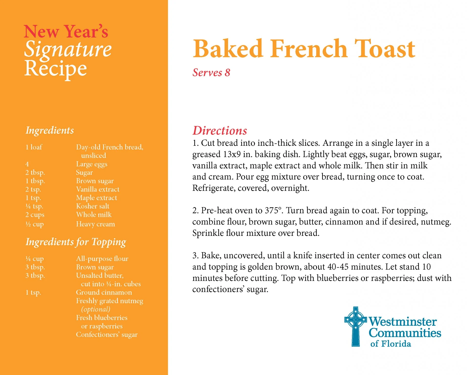 New Year's Signature Recipes FRENCH TOAST